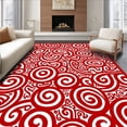 thumbnail image 1 of ODIKA 8'x10' Machine Washable Non-Slip Area Rug, Joyful Peppermint Swirl Yuletide Decoration Nostalgic Design High Traffic Rug with Pad, Red, 621874, 1 of 8