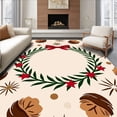 thumbnail image 1 of ODIKA 8'x10' Machine Washable Non-Slip Area Rug, Joyful Pinecone Wreath Celebration Decoration Yuletide Welcome High Traffic Rug, Beige, 622388, 1 of 7