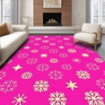 thumbnail image 1 of ODIKA 8'x10' Machine Washable Non-Slip Area Rug, Joyful Snow Celebration Sparkling Festive Embellishment High Traffic Rug with Pad, Pink, 639562, 1 of 8
