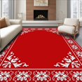 thumbnail image 1 of ODIKA 8'x10' Machine Washable Non-Slip Area Rug, Joyful Winter Celebration Front Entry Greeting High Traffic Rug, Red, 608413, 1 of 7