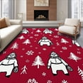thumbnail image 1 of ODIKA 8'x10' Machine Washable Non-Slip Area Rug, Joyful Winter Wonderland Featuring Snowman and Frosted Pine Trees High Traffic Rug with Pad, Red, 617900, 1 of 8