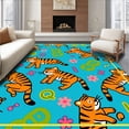 thumbnail image 1 of ODIKA 8'x10' Machine Washable Non-Slip Area Rug, Jungle Alphabet Discovery with Tropical Animal Character Design High Traffic Rug with Pad, Blue, 690769, 1 of 8