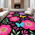 thumbnail image 1 of ODIKA 8'x10' Machine Washable Non-Slip Area Rug, Latch Hook Kit Enchanted Garden Blooms with Dancing Butterflies High Traffic Rug with Pad, Pink, 640469, 1 of 8