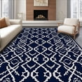 thumbnail image 1 of ODIKA 8x10 Machine Washable Non-Slip Area Rug, Lattice Crosshatch Design Contemporary High Traffic Rug with Pad, Blue, 549685, 1 of 8