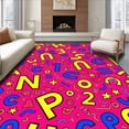 thumbnail image 1 of ODIKA 8'x10' Machine Washable Non-Slip Area Rug, Learning Steps Featuring Jumping Letter Blocks And Number Bursts High Traffic Rug, Pink, 697646, 1 of 7