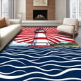 thumbnail image 1 of ODIKA 8'x10' Machine Washable Non-Slip Area Rug, Lighthouse Beacon Waves Harbor Welcome High Traffic Rug with Pad, Red, 707244, 1 of 8