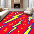 thumbnail image 1 of ODIKA 8'x10' Machine Washable Non-Slip Area Rug, Lightning Bolt Thunder Strike with Electric Energy Zigzag High Traffic Rug with Pad, Red, 475910, 1 of 8