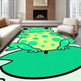 thumbnail image 1 of ODIKA 8'x10' Machine Washable Non-Slip Area Rug, Lily Frog Illustration with Whimsical Spots and Edged Motifs High Traffic Rug with Pad, Green, 656545, 1 of 8
