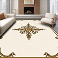 thumbnail image 1 of ODIKA 8'x10' Machine Washable Non-Slip Area Rug, Luxurious Damask Design Wedding Table Sophisticated Formal High Traffic Rug with Pad, Beige, 604296, 1 of 8