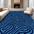 thumbnail image 1 of ODIKA 8'x10' Machine Washable Non-Slip Area Rug, Luxurious Wavy Lattice Plush Touch High Traffic Rug with Pad, Blue, 532002, 1 of 8
