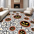 thumbnail image 1 of ODIKA 8'x10' Machine Washable Non-Slip Area Rug, Macabre Jack O Lantern Face Displaying Halloween High Traffic Rug, Black, 620222, 1 of 5