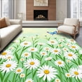 thumbnail image 1 of ODIKA 8'x10' Machine Washable Non-Slip Area Rug, Magical Daisy Blossom Fairy Garden Embroidery Needlecraft High Traffic Rug, Green, 727895, 1 of 7
