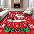 thumbnail image 1 of ODIKA 8'x10' Machine Washable Non-Slip Area Rug, Magical Gingerbread Hideaway Amongst Snow Crystals And Sweet Holiday Icons High Traffic Rug with Pad, Red, 631058, 1 of 8