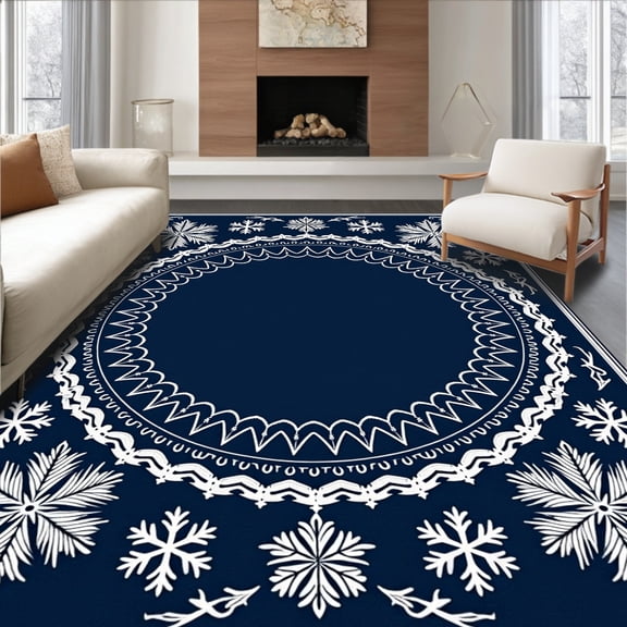 ODIKA 8'x10' Machine Washable Non-Slip Area Rug, Magical North Pole Bathroom Accessories Full Decoration Kit High Traffic Rug, Blue, 609194