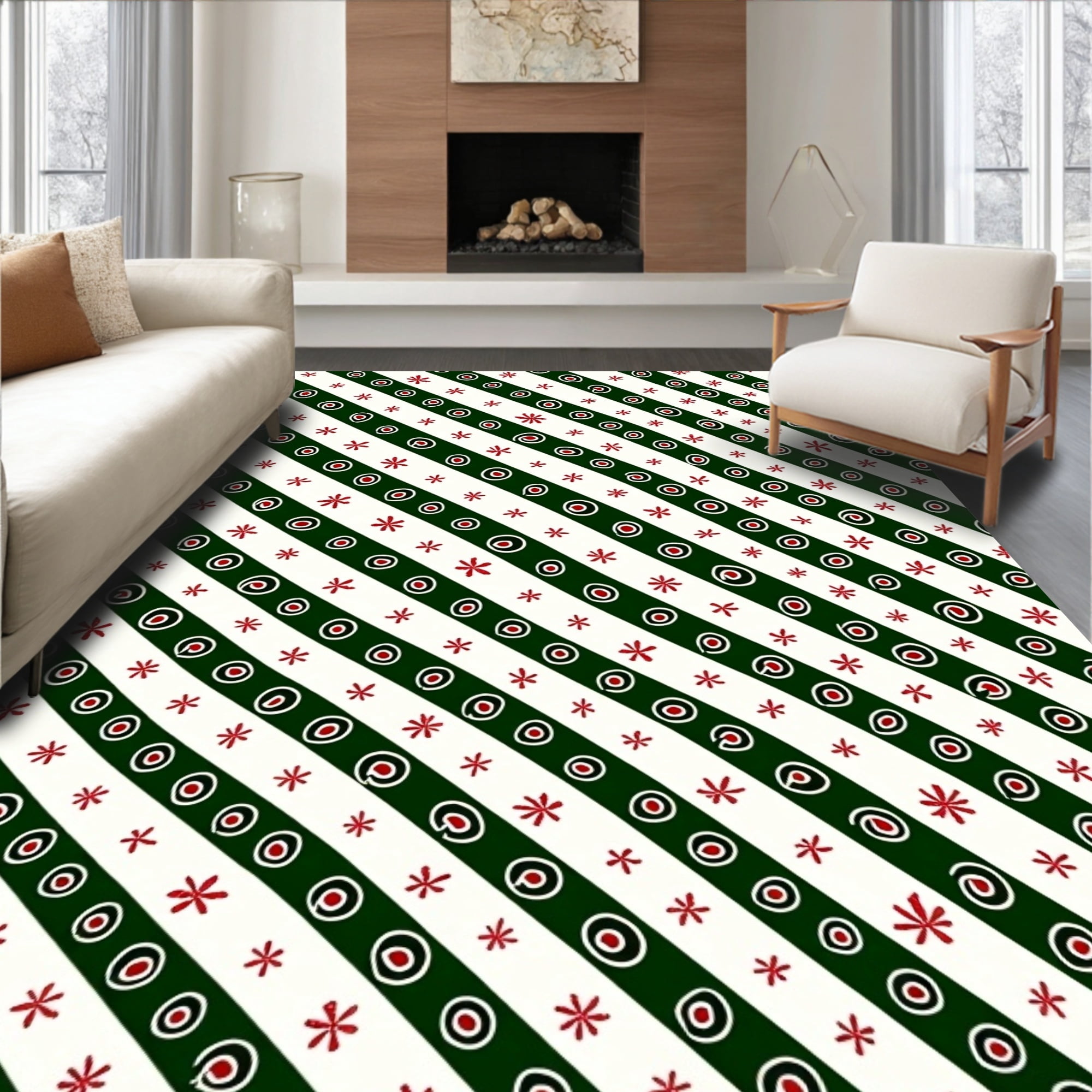 ODIKA 8x10 Machine Washable Non-Slip Area Rug, Magical North Pole ...
