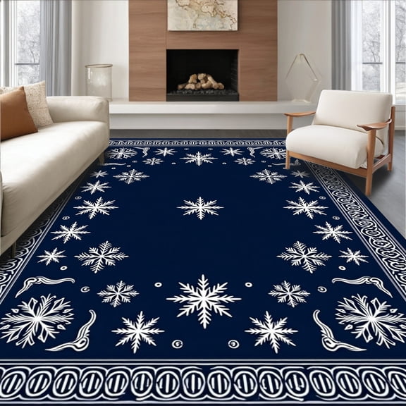 ODIKA 8'x10' Machine Washable Non-Slip Area Rug, Magical Protective Base Wrap Seasonal Celebration Accessory High Traffic Rug, Blue, 740863