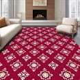 thumbnail image 1 of ODIKA 8'x10' Machine Washable Non-Slip Area Rug, Magical Snow Crystal With Luxurious Accent Trim High Traffic Rug with Pad, Red, 508693, 1 of 8