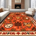 thumbnail image 1 of ODIKA 8'x10' Machine Washable Non-Slip Area Rug, Magical Woodland Critters Stitch Canvas Artwork High Traffic Rug, Orange, 726175, 1 of 5