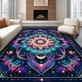 thumbnail image 1 of ODIKA 8'x10' Machine Washable Non-Slip Area Rug, Ethereal Spiral in Semi Circle Shape with Multicolor Galaxy Shades High Traffic Rug with Pad, Blue, 69145, 1 of 8
