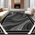 thumbnail image 1 of ODIKA 8'x10' Machine Washable Non-Slip Area Rug, Marble Swirl Design Featuring Art Inspired Borders High Traffic Rug with Pad, Black, 448275, 1 of 8