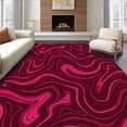 thumbnail image 1 of ODIKA 8'x10' Machine Washable Non-Slip Area Rug, Marbled Whimsical Psychedelic Fancy High Traffic Rug with Pad, Red, 557847, 1 of 8