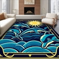 thumbnail image 1 of ODIKA 8'x10' Machine Washable Non-Slip Area Rug, Marine Wildlife Stitch Canvas Yuletide Handiwork Assembly High Traffic Rug, Black, 744383, 1 of 7