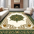 thumbnail image 1 of ODIKA 8'x10' Machine Washable Non-Slip Area Rug, Medallion Interlocking Lattice Motif with Classic Scrollwork Flourish High Traffic Rug, Green, 542461, 1 of 7