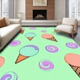 thumbnail image 1 of ODIKA 8'x10' Machine Washable Non-Slip Area Rug, Melting Ice Cream Cone Cute Food Bath Plush Design High Traffic Rug with Pad, Green, 729489, 1 of 8