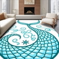 thumbnail image 1 of ODIKA 8'x10' Machine Washable Non-Slip Area Rug, Mermaid Scales Ocean Waves Underwater Adventure Decorative High Traffic Rug, Blue, 724017, 1 of 7