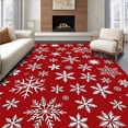 thumbnail image 1 of ODIKA 8'x10' Machine Washable Non-Slip Area Rug, Merry Frosty Glimmer Sparkle Season Charm Ground Enhancement High Traffic Rug with Pad, Red, 623135, 1 of 8