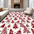 thumbnail image 1 of ODIKA 8'x10' Machine Washable Non-Slip Area Rug, Merry Pine Illustrated Hallway Seasonal High Traffic Rug with Pad, Red, 605996, 1 of 8