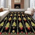 thumbnail image 1 of ODIKA 8'x10' Machine Washable Non-Slip Area Rug, Mid Modern Evergreen Tree Array with Festive Accents High Traffic Rug, Black, 653182, 1 of 5