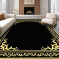 thumbnail image 1 of ODIKA 8'x10' Machine Washable Non-Slip Area Rug, Midnight Interlocking With Golden Accent Motifs High Traffic Rug, Black, 477139, 1 of 7
