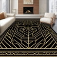 thumbnail image 1 of ODIKA 8'x10' Machine Washable Non-Slip Area Rug, Midnight Labyrinth Interlocking Maze with Subtle Golden Highlights High Traffic Rug, Black, 440774, 1 of 7