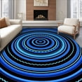 thumbnail image 1 of ODIKA 8'x10' Machine Washable Non-Slip Area Rug, Midnight Spiral Labyrinth Zen High Traffic Rug with Pad, Black, 449706, 1 of 8