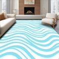 thumbnail image 1 of ODIKA 8'x10' Machine Washable Non-Slip Area Rug, Minimalist Ripple Wave Design with Subtle Gradient Accents High Traffic Rug, Blue, 342778, 1 of 7