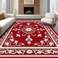 thumbnail image 1 of ODIKA 8'x10' Machine Washable Non-Slip Area Rug, Modern Boho Medallion Motif with Ornate Intricate Detailing High Traffic Rug with Pad, Red, 593347, 1 of 8