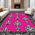 thumbnail image 1 of ODIKA 8'x10' Machine Washable Non-Slip Area Rug, Modern Damask with Whimsical Petal and Foliage High Traffic Rug, Pink, 530622, 1 of 5