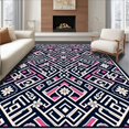 thumbnail image 1 of ODIKA 8'x10' Machine Washable Non-Slip Area Rug, Modern Interlocking with Subtle Floral Details High Traffic Rug, Black, 572374, 1 of 7