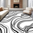 thumbnail image 1 of ODIKA 8'x10' Machine Washable Non-Slip Area Rug, Modern Optical Illusion with Layered Wave Bands High Traffic Rug, Black, 356654, 1 of 7