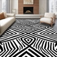 thumbnail image 1 of ODIKA 8'x10' Machine Washable Non-Slip Area Rug, Monochrome Interlocking with Bold Contrast Stripes High Traffic Rug with Pad, Black, 374413, 1 of 8