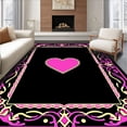 thumbnail image 1 of ODIKA 8'x10' Machine Washable Non-Slip Area Rug, Motif with Swirling Ribbons and Glittering Jewels High Traffic Rug, Pink, 724542, 1 of 7