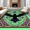 thumbnail image 1 of ODIKA 8'x10' Machine Washable Non-Slip Area Rug, Mystic Raven with Gothic Floral Accents and Interlocking Ornaments High Traffic Rug with Pad, Green, 730339, 1 of 8