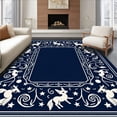 thumbnail image 1 of ODIKA 8'x10' Machine Washable Non-Slip Area Rug, Mystical Fox Spirit with Celestial Moon Phases High Traffic Rug, Blue, 686143, 1 of 7
