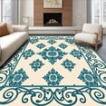 thumbnail image 1 of ODIKA 8'x10' Machine Washable Non-Slip Area Rug, Mystical Garden Ornate Swirling Baroque Medallion Motif High Traffic Rug with Pad, Teal, 450936, 1 of 8