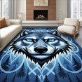 thumbnail image 1 of ODIKA 8'x10' Machine Washable Non-Slip Area Rug, Mystical Portrait in Winter Mist Interlocking Design High Traffic Rug with Pad, Blue, 730847, 1 of 8