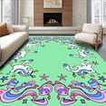 thumbnail image 1 of ODIKA 8'x10' Machine Washable Non-Slip Area Rug, Mythical Creature Parade with Joyful Unicorns Shooting Stars and Dreamy Swirls High Traffic Rug with Pad, Green, 724022, 1 of 8