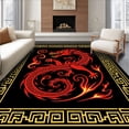 thumbnail image 1 of ODIKA 8'x10' Machine Washable Non-Slip Area Rug, Mythical Dragon Flame Needlecraft Embroidery High Traffic Rug, Red, 635629, 1 of 7