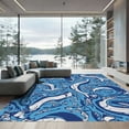 thumbnail image 1 of ODIKA 8'x10' Machine Washable Non-Slip Area Rug, Nautical Fish Motif with Mesmerizing Wave High Traffic Rug, Blue, 914951, 1 of 7