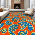 thumbnail image 1 of ODIKA 8'x10' Machine Washable Non-Slip Area Rug, Nautilus Spiral Design with Tropical Wave High Traffic Rug, Orange, 708682, 1 of 7